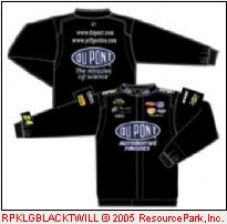 nascar black twill jacket; nascar du pont jackets